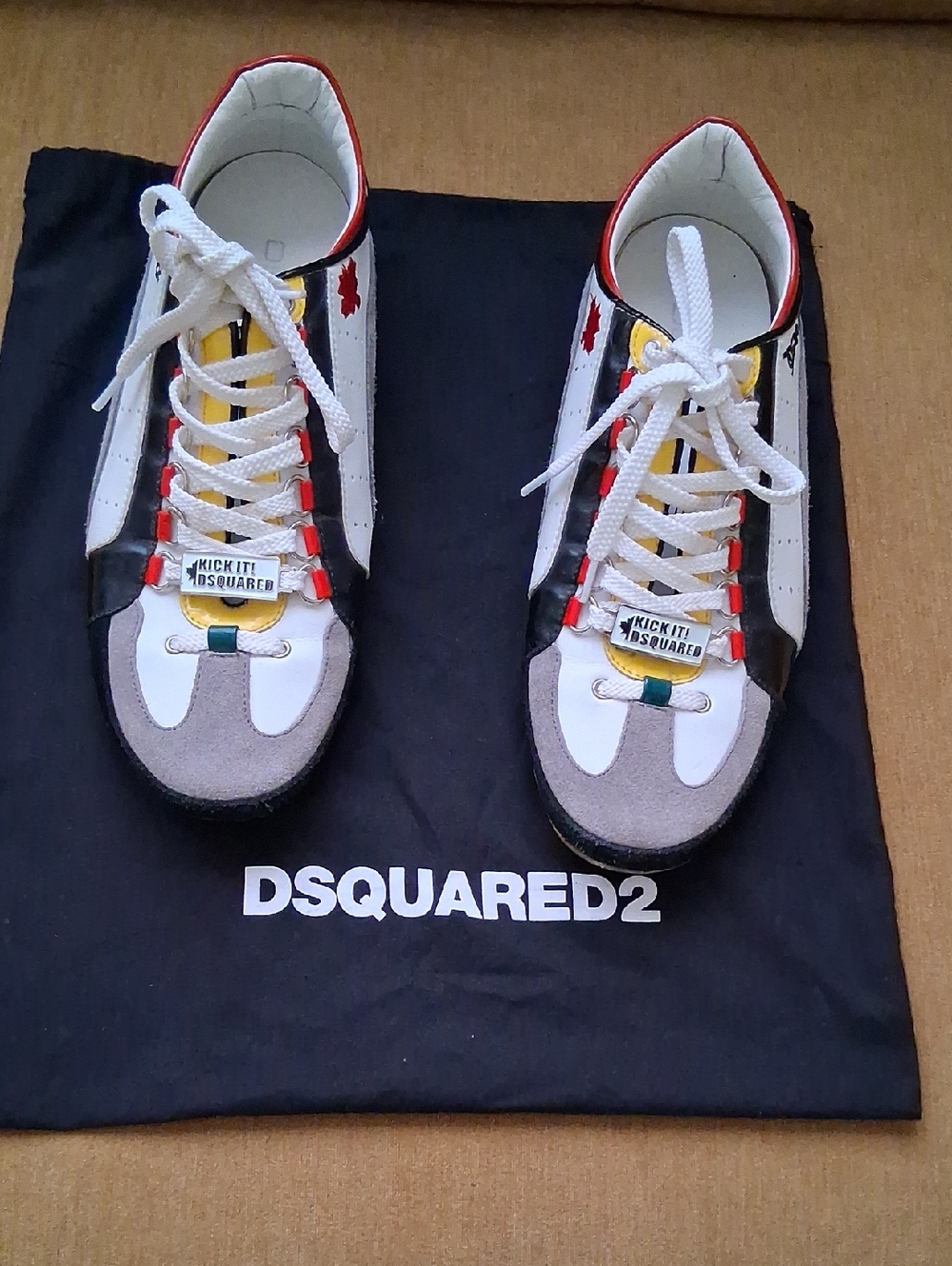 DSQUARED2 SneakersWhite Sneakers with Red and Black Accents